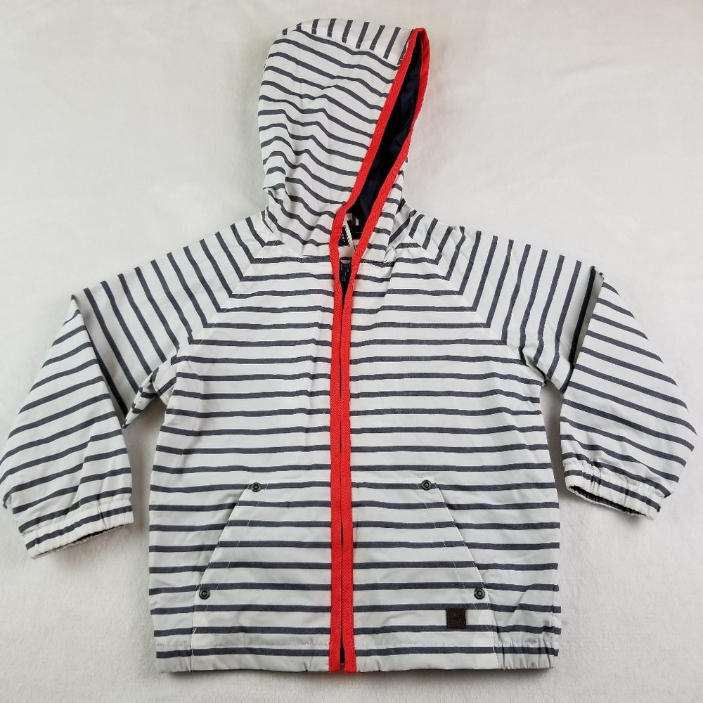 Hooded striped waterproof jacket